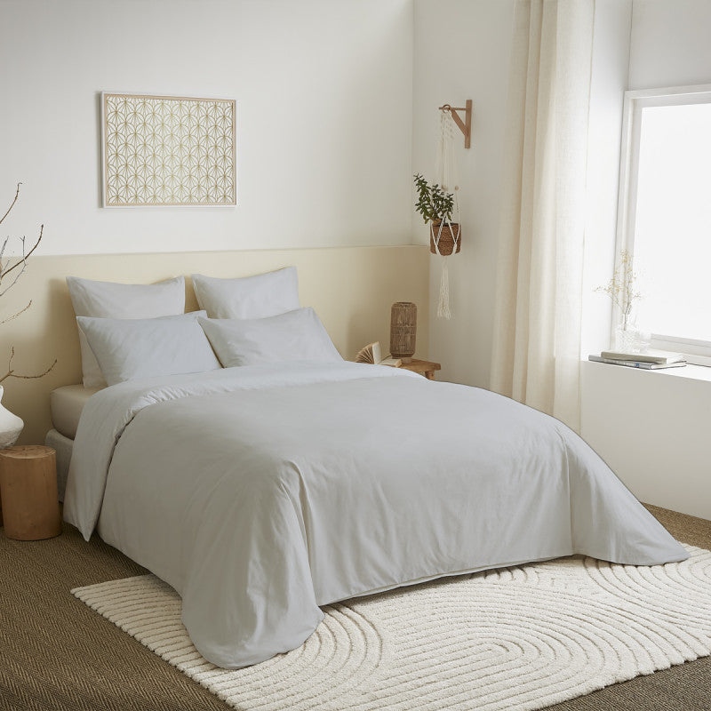 Pack 6 pièces Housse de couette Unicolore 220 x 240 cm - Drap housse 160 x 200 cm - 100% Coton 57 Fils