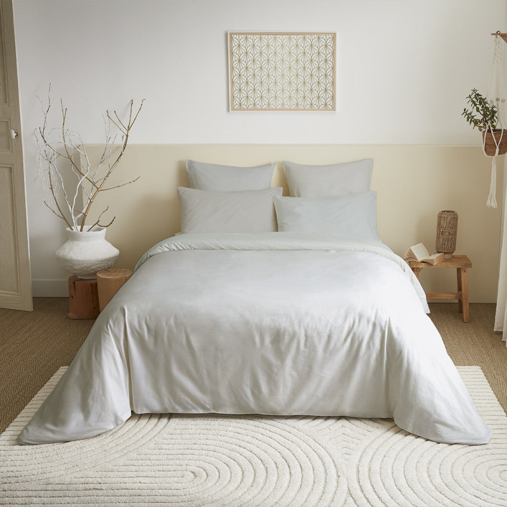 Pack 6 pièces Housse de couette Unicolore 220 x 240 cm - Drap housse 160 x 200 cm - 100% Coton 57 Fils