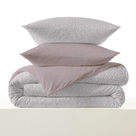 Pack Complet Housse de couette Imprimé 140 x 200 cm - Drap housse 90 x 190 cm - 100% coton / 57 fils/cm² - DIANA BLUSH