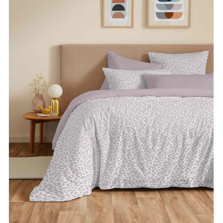 Pack Complet Housse de couette Imprimé 220 x 240 cm - Drap housse 140 x 190 cm - 100% coton / 57 fils/cm²- DIANA BLUSH