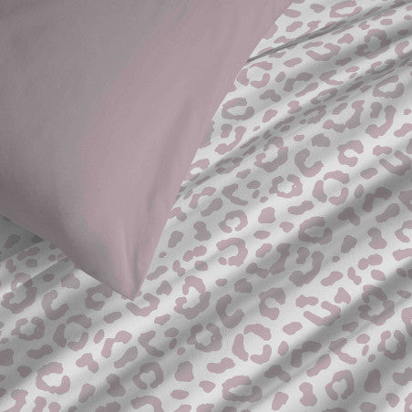 Pack Complet Housse de couette Imprimé 220 x 240 cm - Drap housse 140 x 190 cm - 100% coton / 57 fils/cm²- DIANA BLUSH