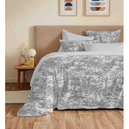 Pack Complet Housse de couette Imprimé 220 x 240 cm - Drap housse 160 x 200 cm - 100% coton / 57 fils/cm²- ADAMA PERLE