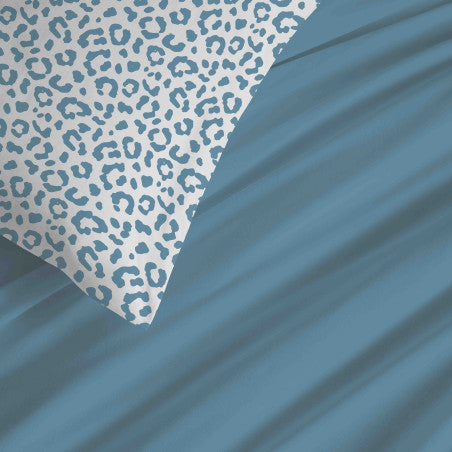 Pack Complet Housse de couette Imprimé 240 x 260 cm - Drap housse 180 x 200 cm King Size - 100% coton / 57 fils/cm²- DIANA BLEU