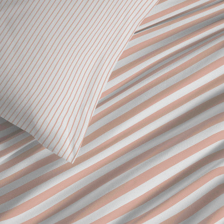Pack Complet Housse de couette Imprimé 240 x 260 cm - Drap housse 180 x 200 cm King Size - 100% coton / 57 fils/cm²- PALERME BLUSH