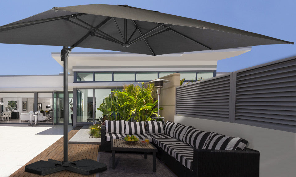 Parasol 360° rectangle créme 4x3m avec housse