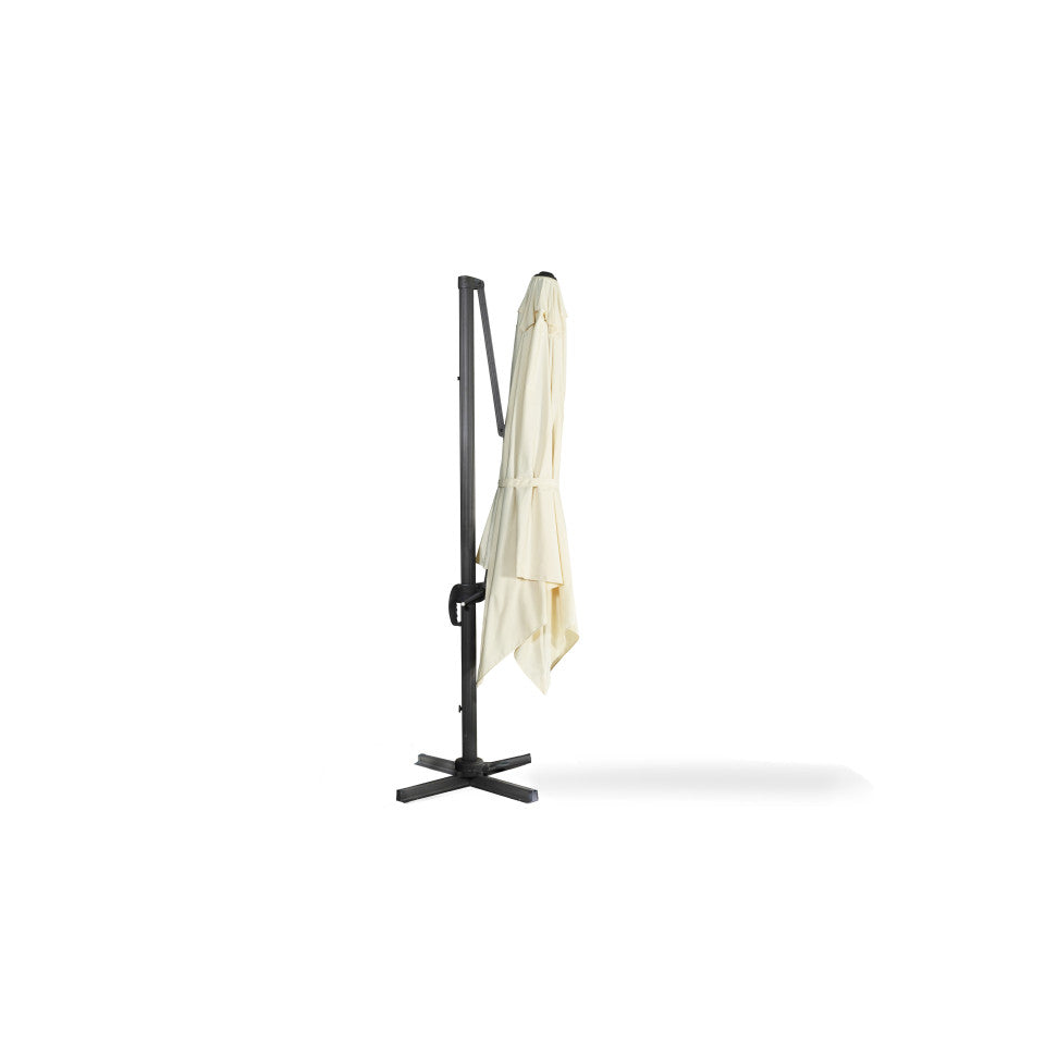 Parasol 360° carré crème 3m avec housse de rangement