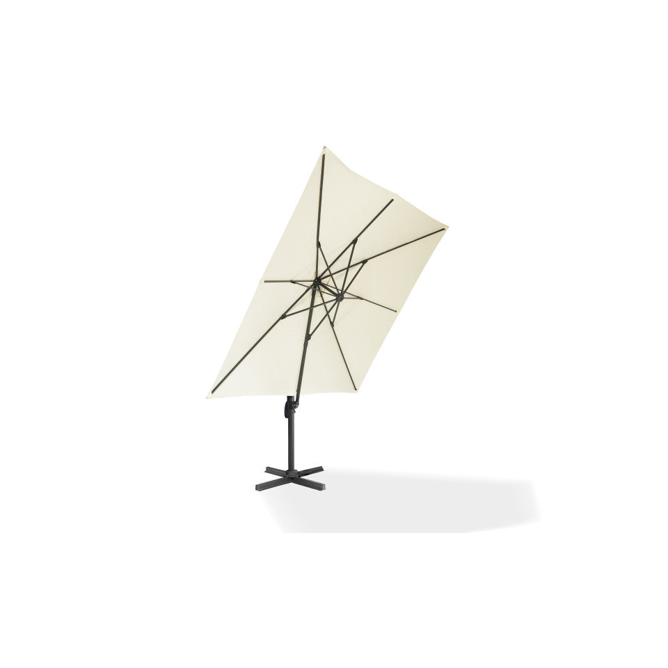 Parasol 360° carré crème 3m avec housse de rangement
