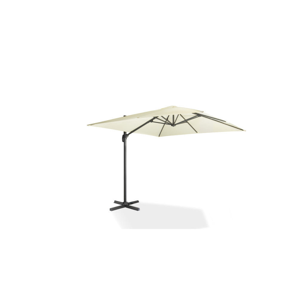 Parasol 360° carré crème 3m avec housse de rangement