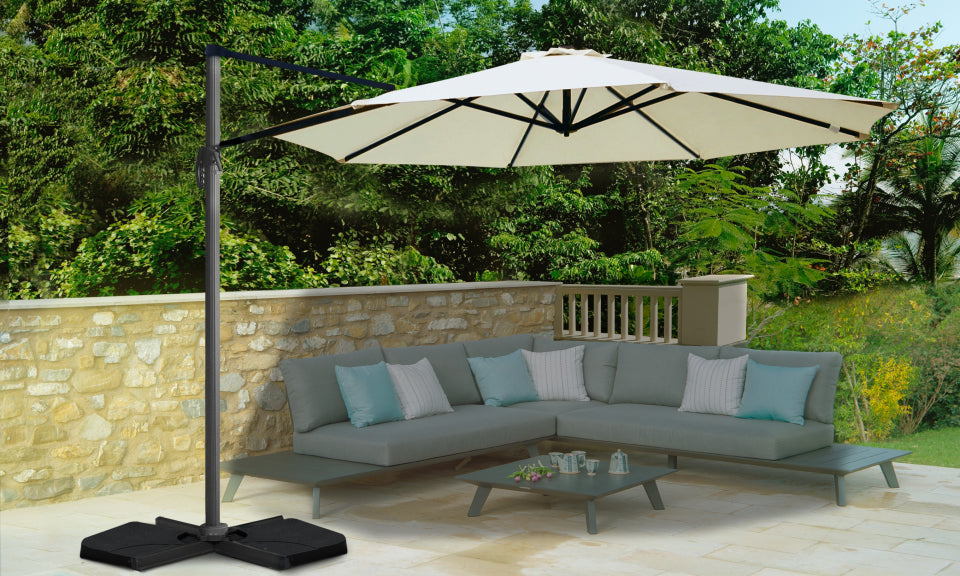 Parasol 360° rond crème 3m avec housse