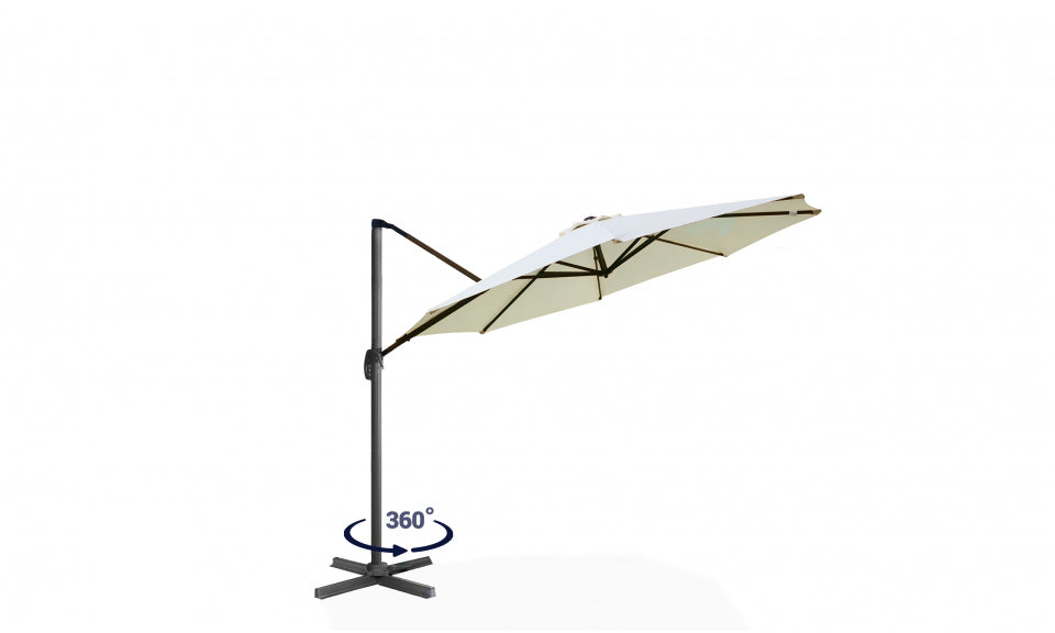 Parasol 360° rond crème 3m avec housse