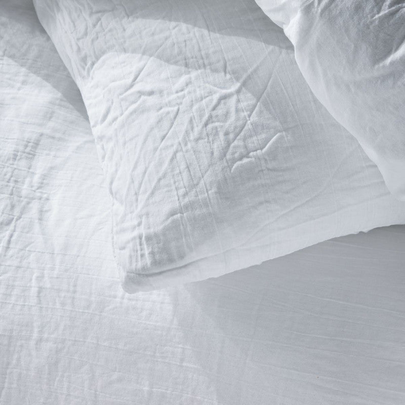 Pack 3 pièces Housse de couette 240 x 220 cm + 2 Taies d'oreiller 65 x 65 cm Gaze de Coton Craie