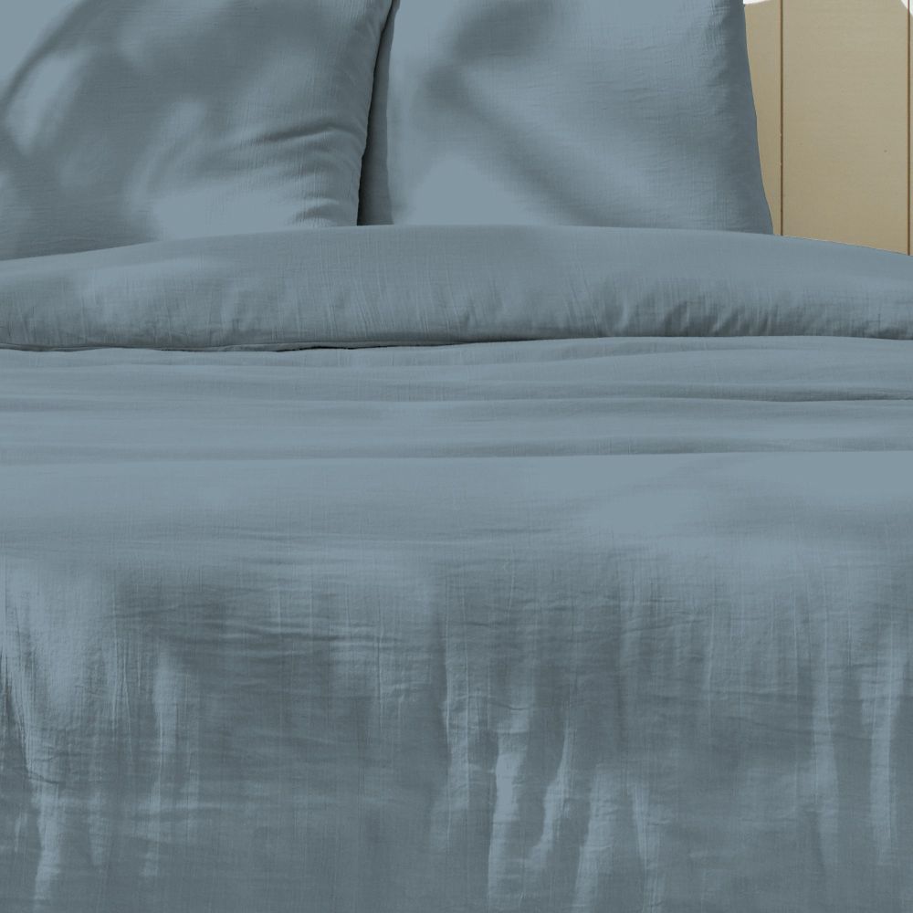 Housse de couette + 2 taies d´oreiller 63X63 Gaze de Coton Bleu