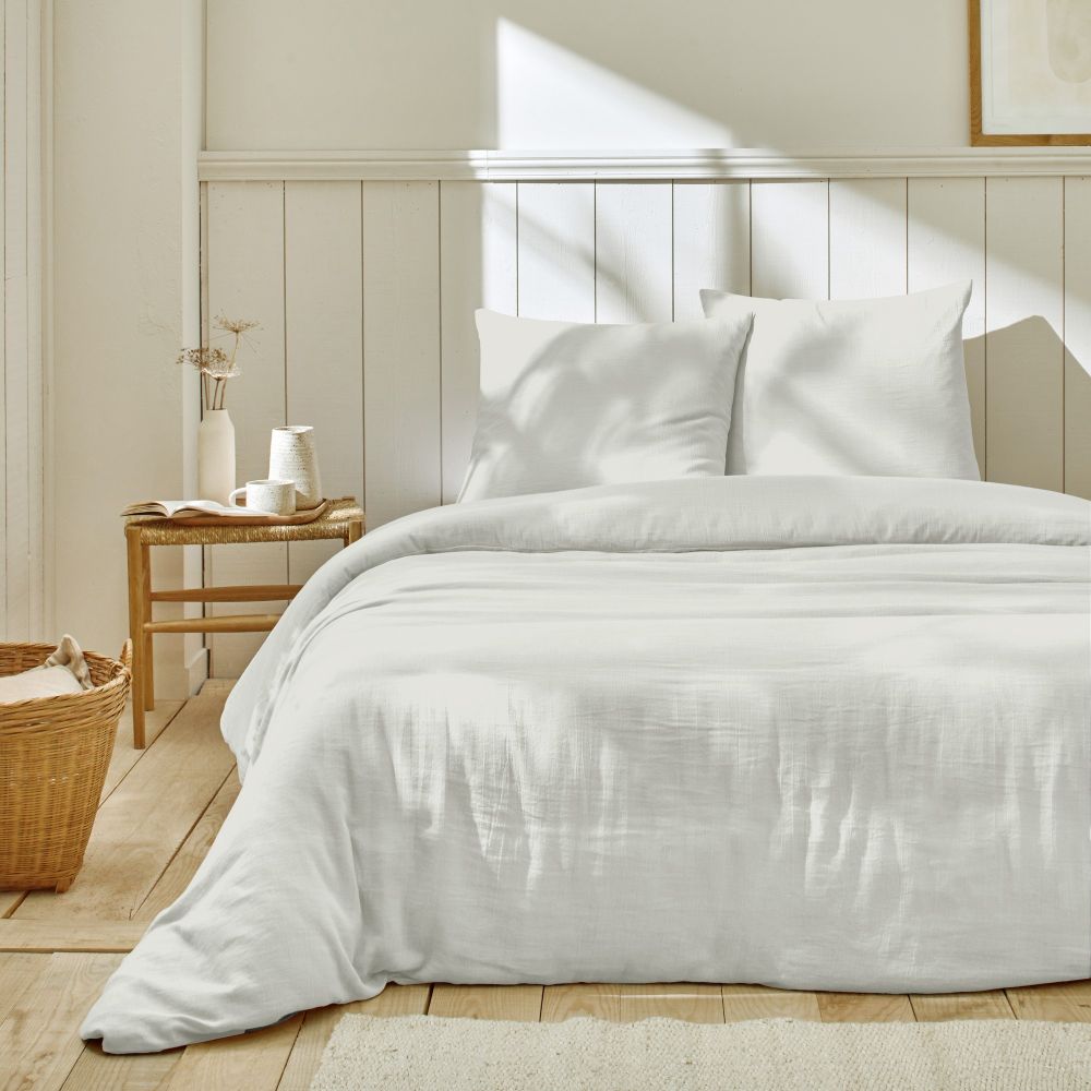 Housse de couette + 2 taies d'oreiller 63x63 cm Gaze de Coton Ivoire