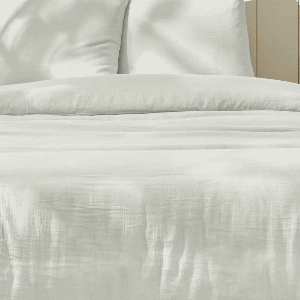 Housse de couette + 2 taies d'oreiller 63x63 cm Gaze de Coton Ivoire