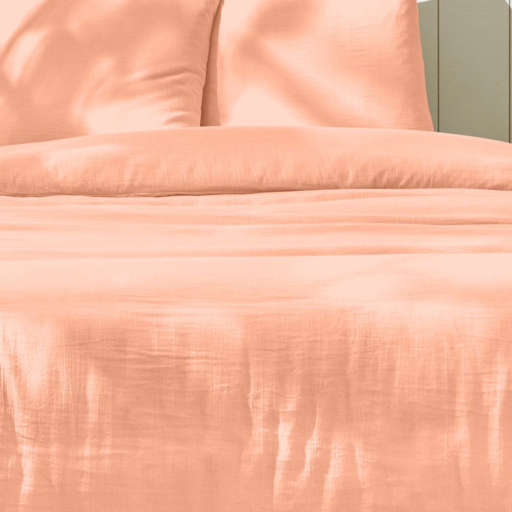 Housse de couette + 2 taies d'oreiller 63x63 cm Gaze de Coton Rose