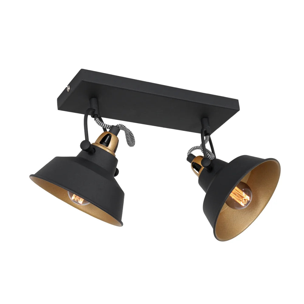 Lampe plafonnier noire & dorée - Nove