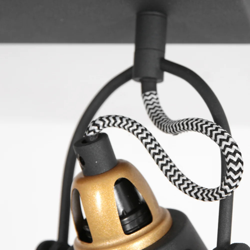 Lampe plafonnier noire & dorée - Nove