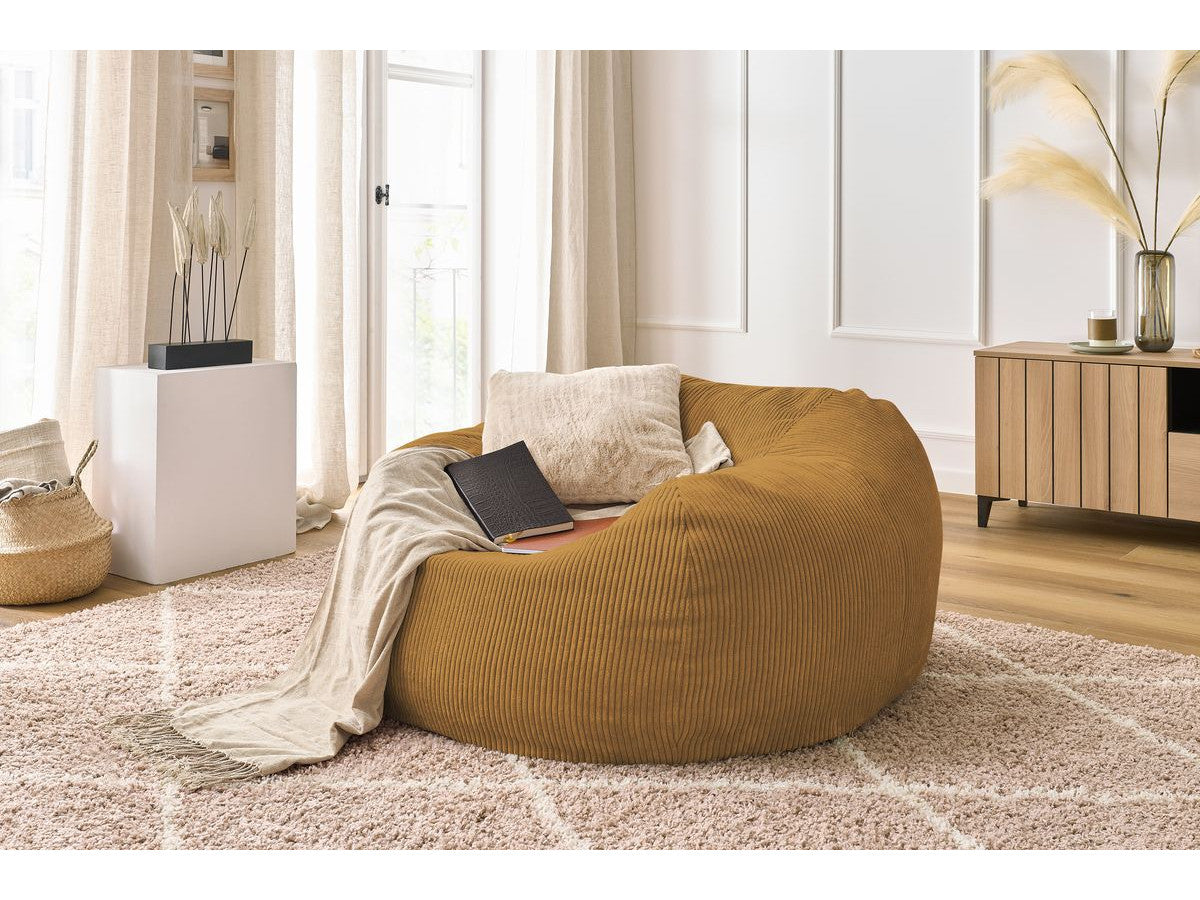 Pouf ultra moelleux VOLTAIRE velours côtelé