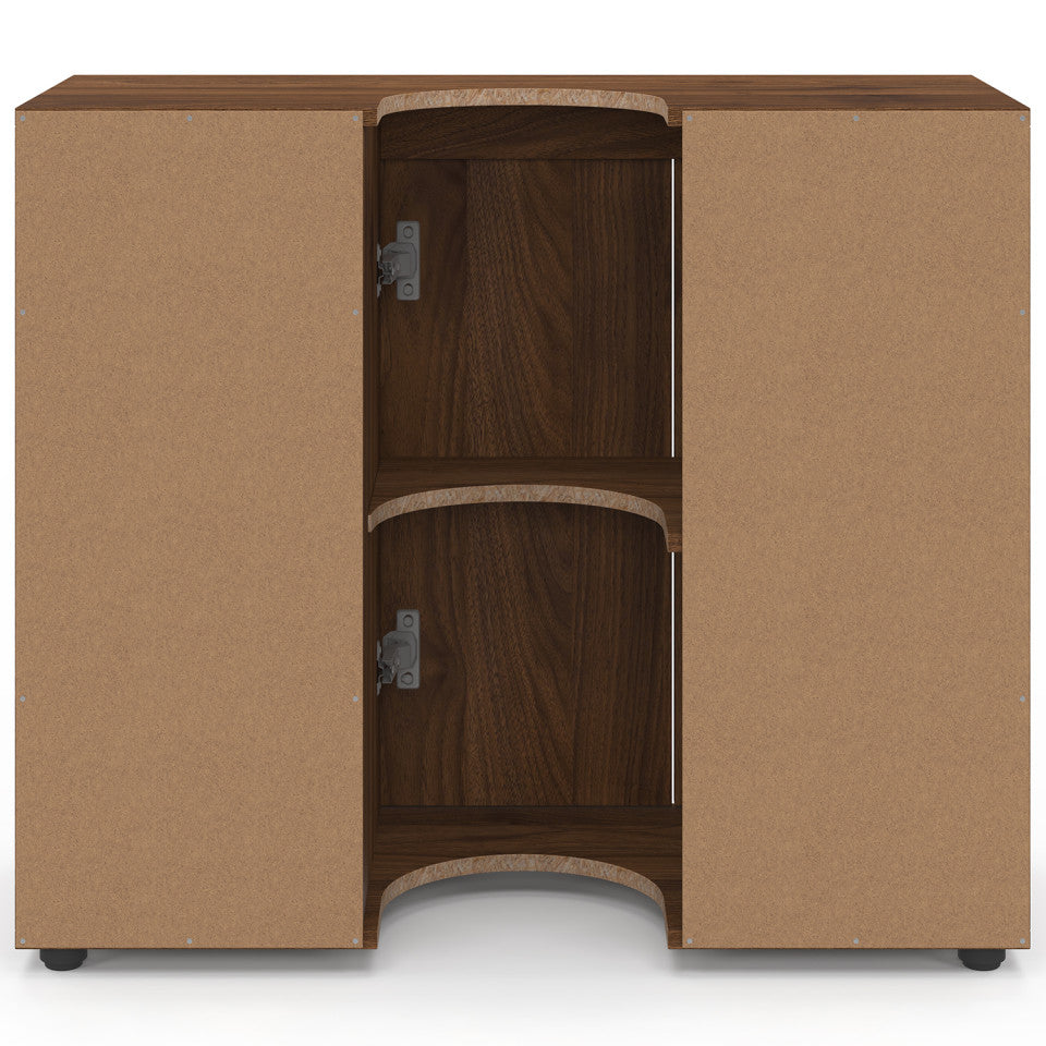 Meuble sous vasque Tom effet noyer placards et tiroirs