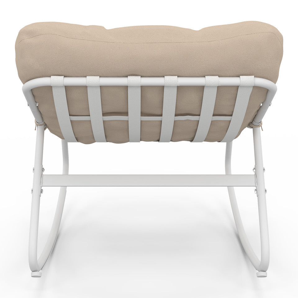 Fauteuils de jardin à bascule Ariane coussin beige - lot de 2