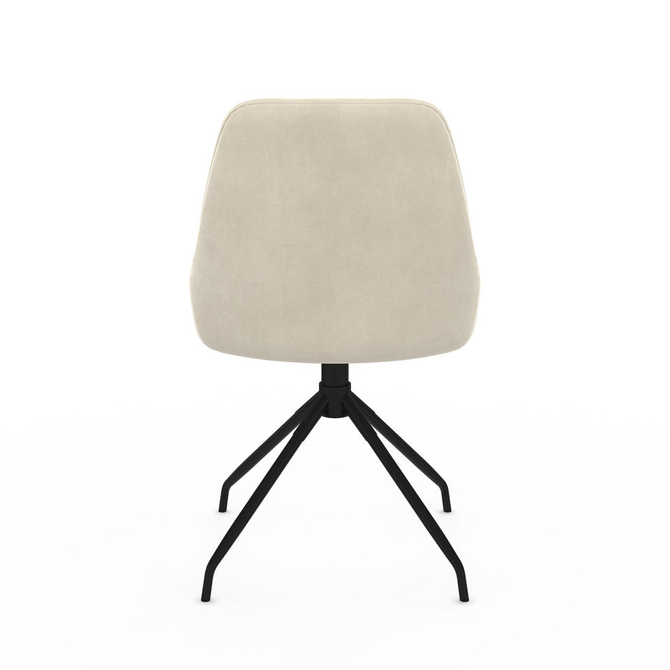 Chaises Olivia assise pivotante crème pieds métal - lot de 4