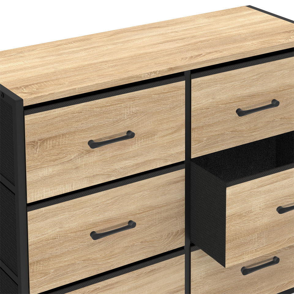 Commode Iris 6 tiroirs en bois et tissu