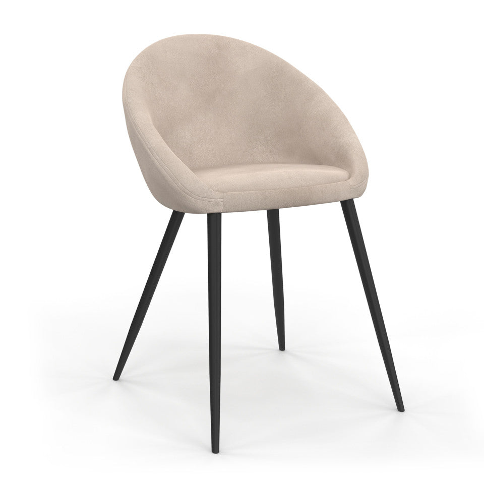 Chaises Dory en velours taupe et pieds métal noirs - lot de 4
