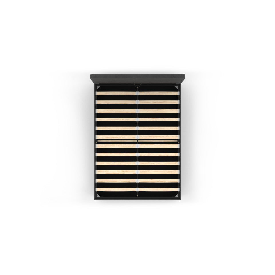 Lit coffre Louise en velours gris avec sommier et tête de lit arrondie 140x190cm