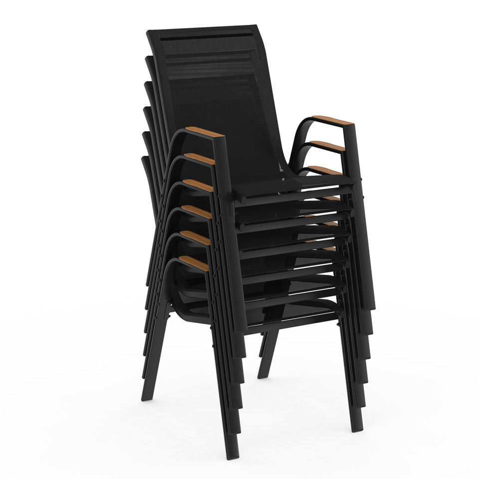 Ensemble repas extensible 12 places polywood noir et bois