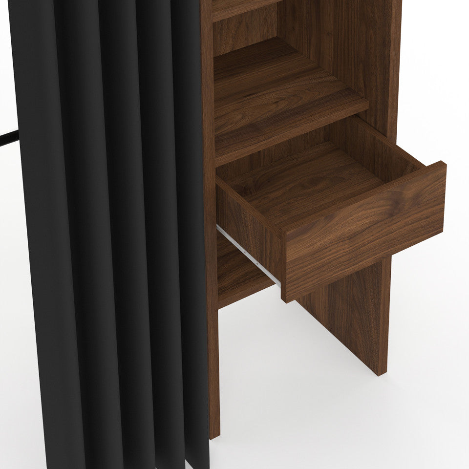 Dressing Justine extensible 120-180cm double colonne effet noyer