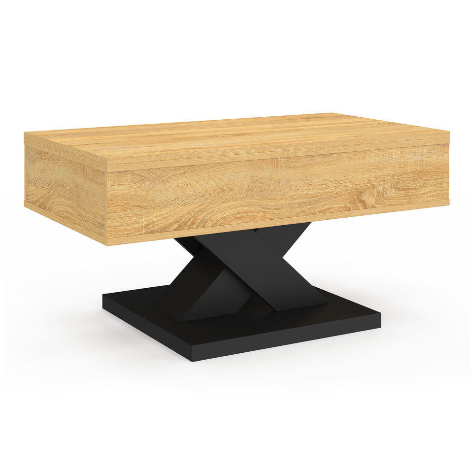 Table basse Alexia avec plateau relevable et dépliant