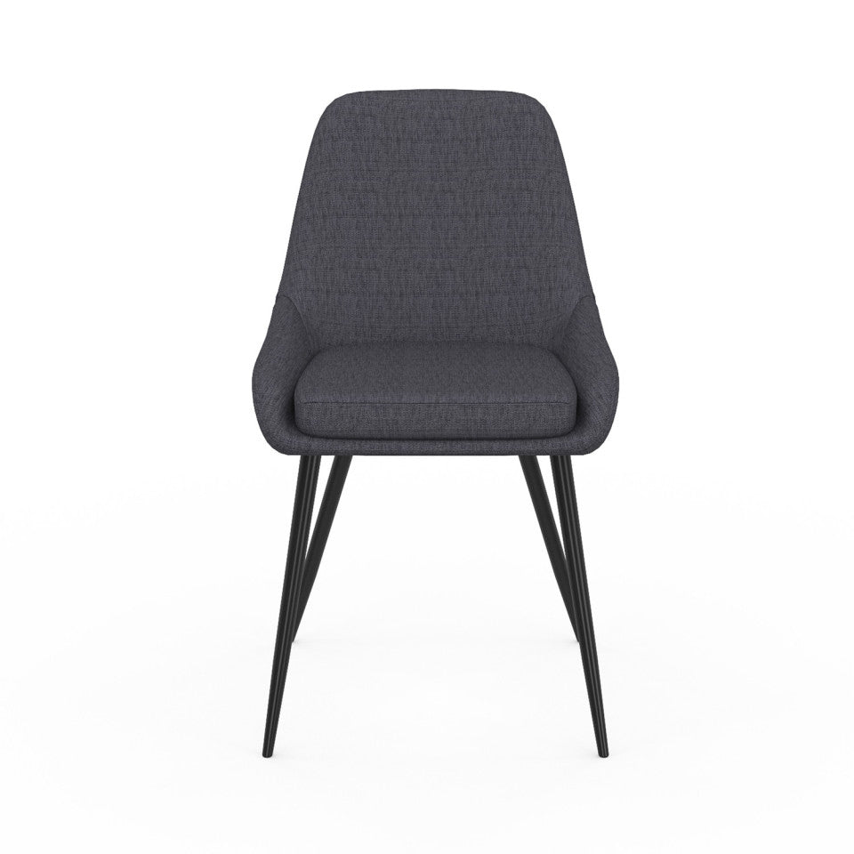 Chaises Ornella assise tissu gris foncé et pieds métal noirs - lot de 4