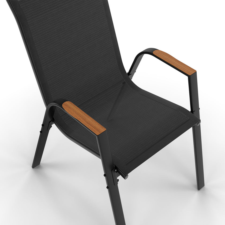 Ensemble repas extensible 12 places polywood noir et bois