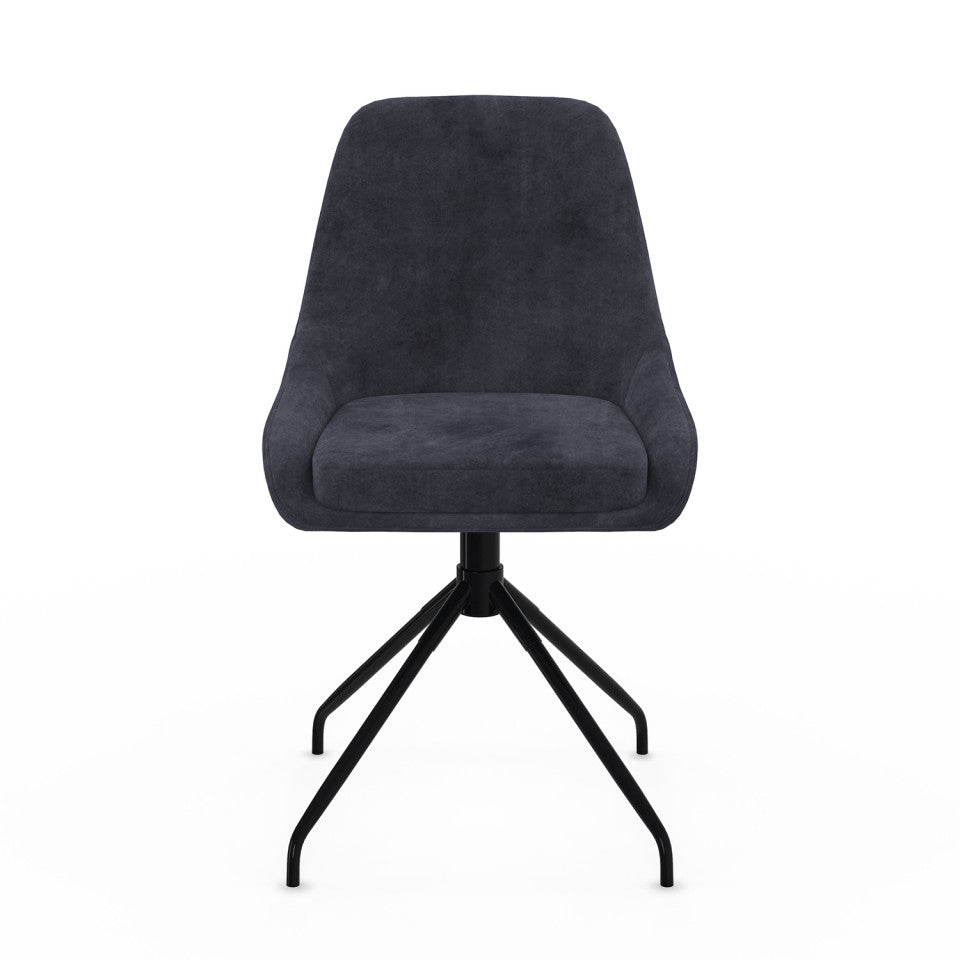 Chaises Olivia assise pivotante gris foncé pieds métal - lot de 2