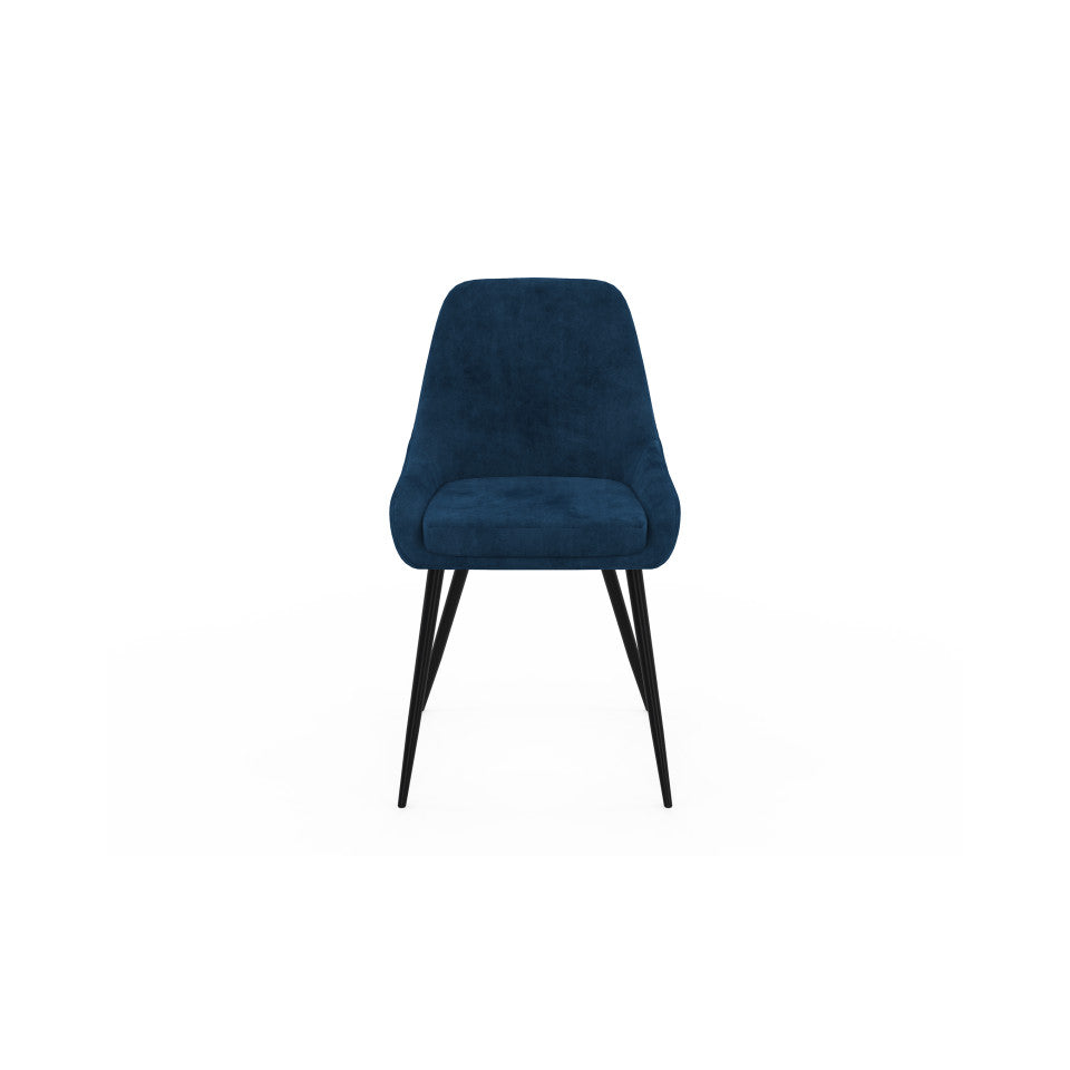 Chaises Olivia assise bleu pieds métal - lot de 2