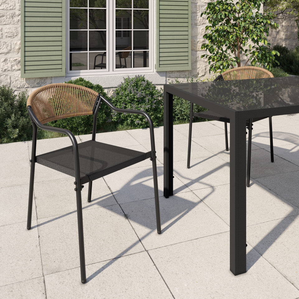 Chaises de jardin Nazare en osier et textilène - lot de 4