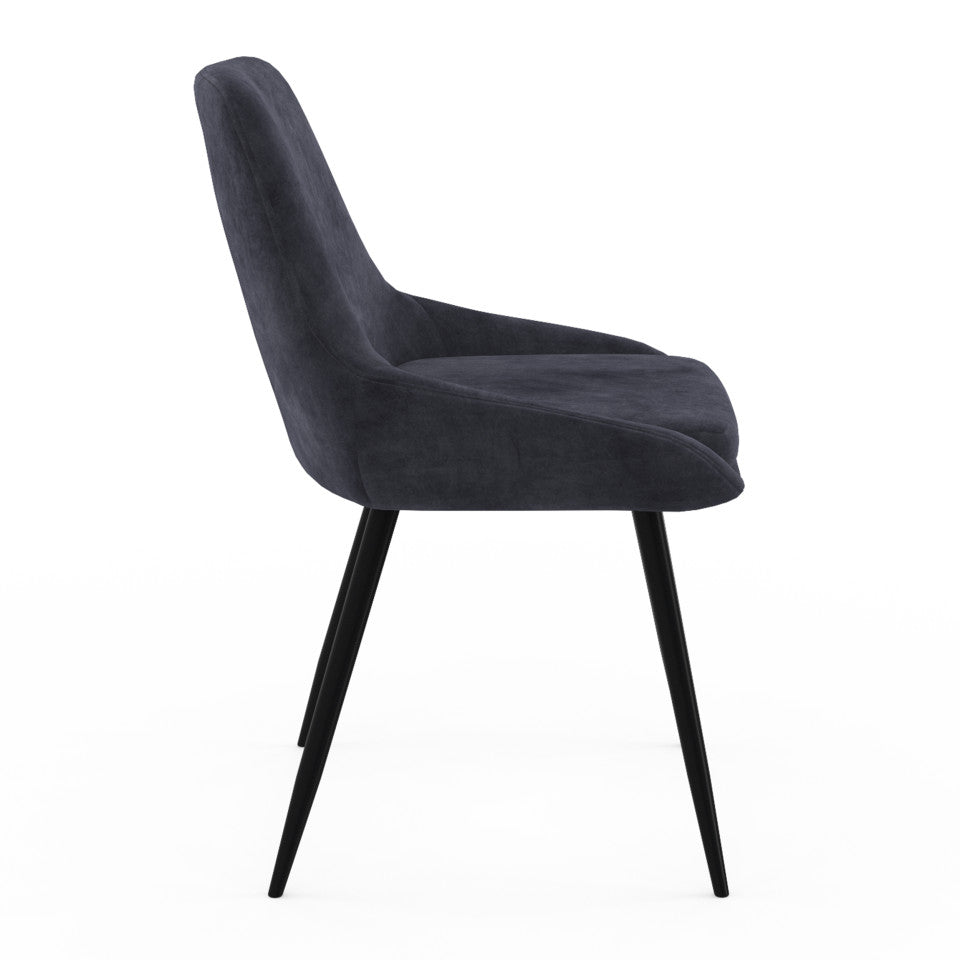 Chaises Olivia assise gris foncé pieds métal - lot de 6