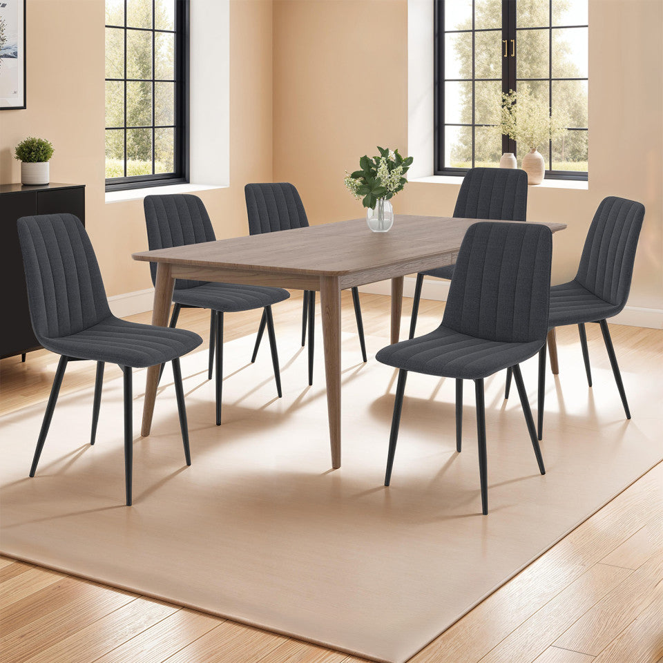 Chaises Fiona en velours gris foncé - lot de 6