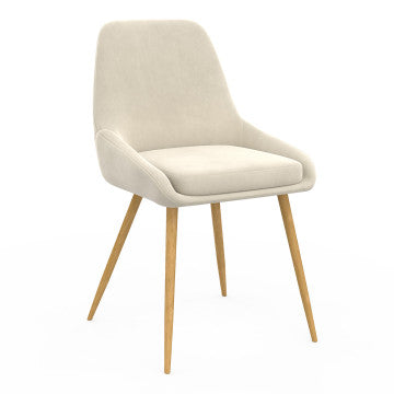 Chaises Olivia velours crème pieds métal effet bois - lot de 4