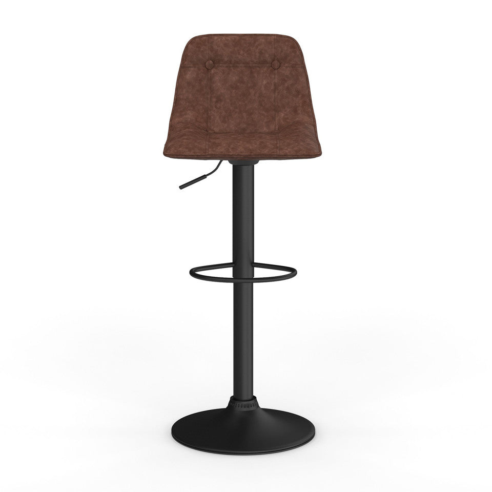 Tabourets de bar réglables Edison marron et pied métal noir - lot de 4