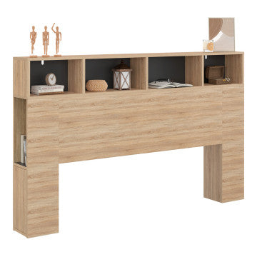 Tête de lit Léo bois et noire avec rangements 165 cm