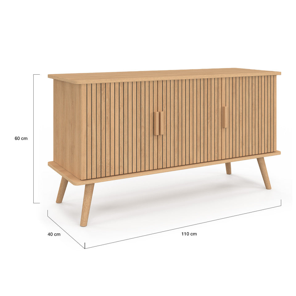 Buffet Faustine 3 portes effet lattes L110cm