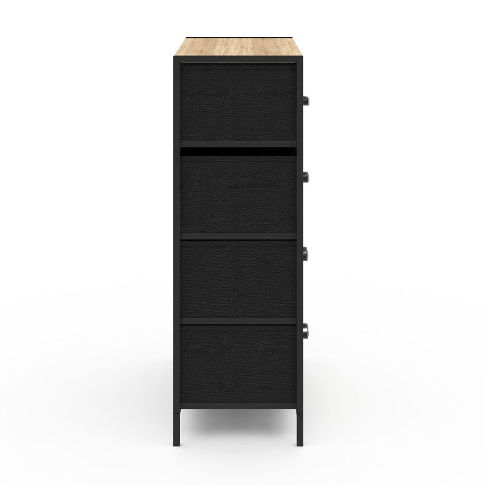 Commode Iris 5 tiroirs en bois et tissu