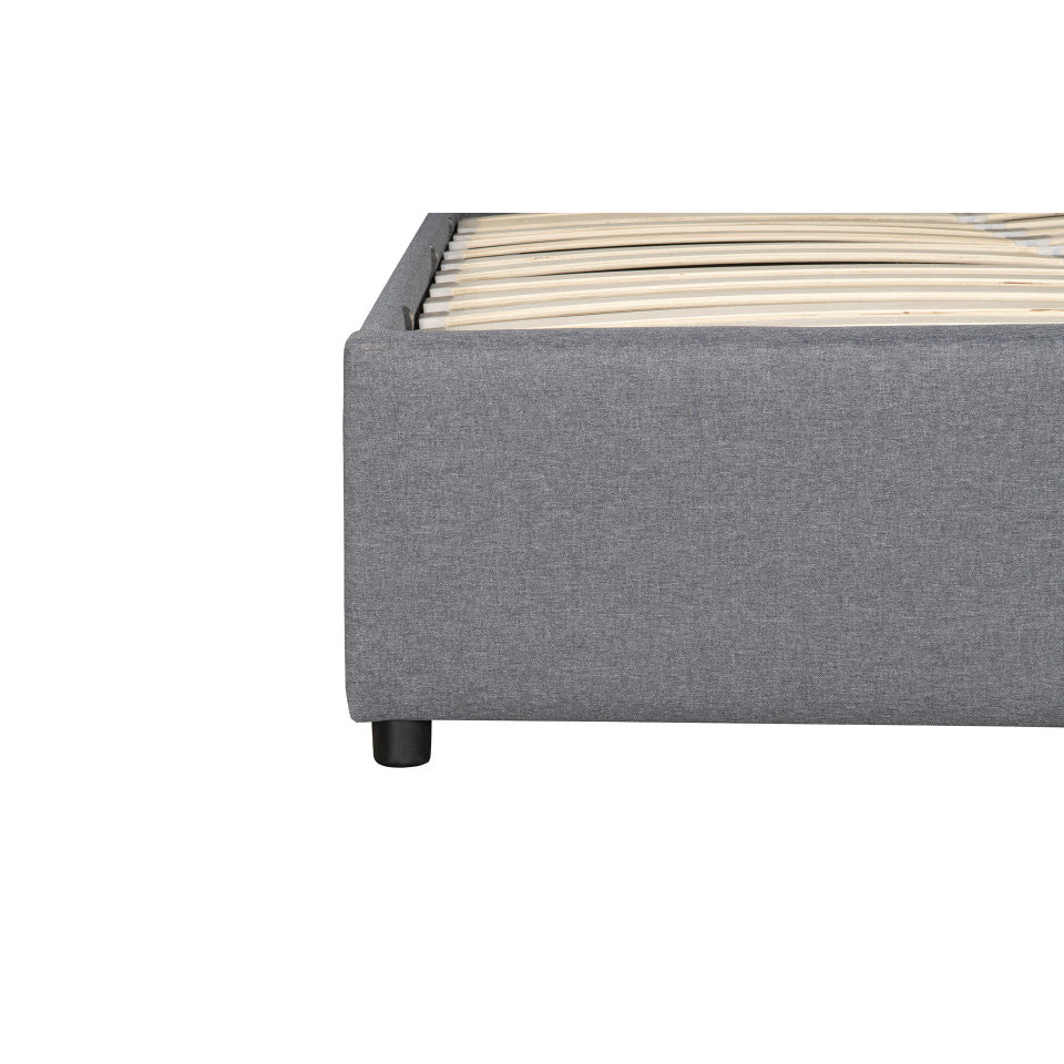 Lit coffre Otto en tissu gris avec sommier 160x200cm