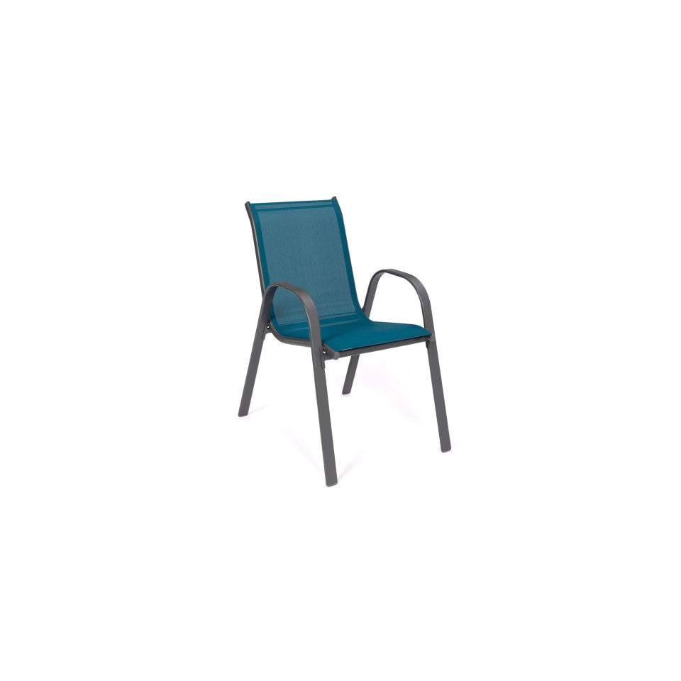 Chaises de jardin empilables en textilène mix de couleurs (gris, gris clair, bleu canard, noir) - lot de 4