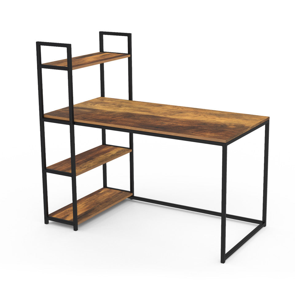 Bureau bibliothèque 2 en 1 Elize en bois et métal