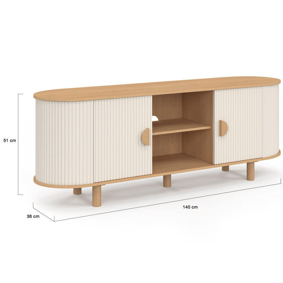Meuble TV Kara beige effet cannelé 140cm