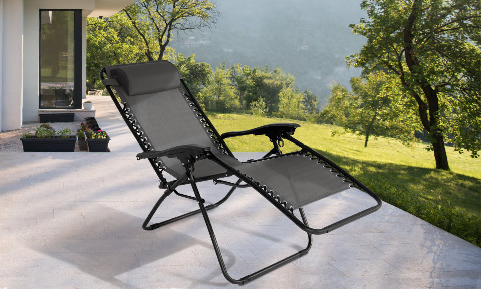Fauteuils de jardin Relax gris anthracite - Lot de 2