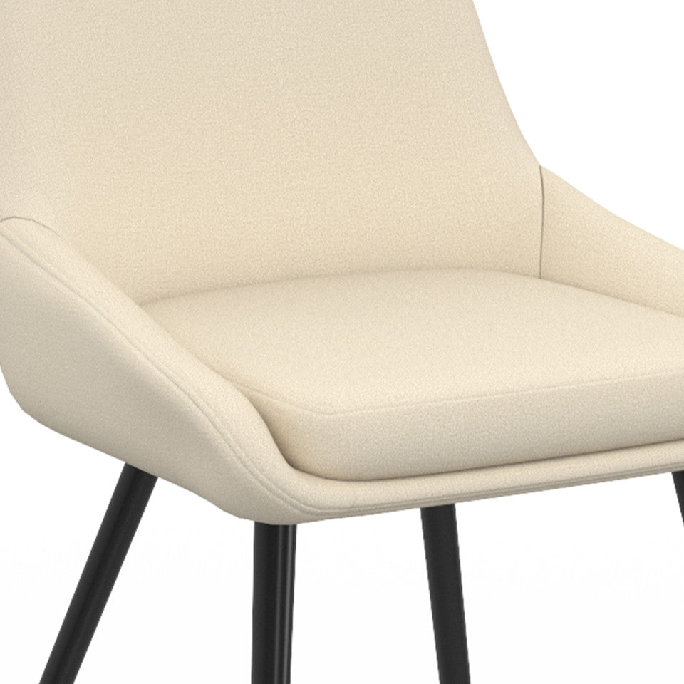 Chaises Ornella assise tissu beige et pieds métal noirs - lot de 6