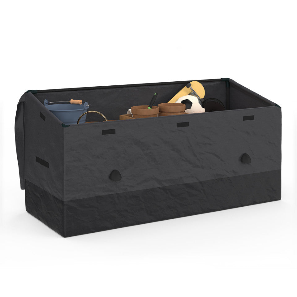 Coffre de rangement pour extérieur gris anthracite avec bâche 600L